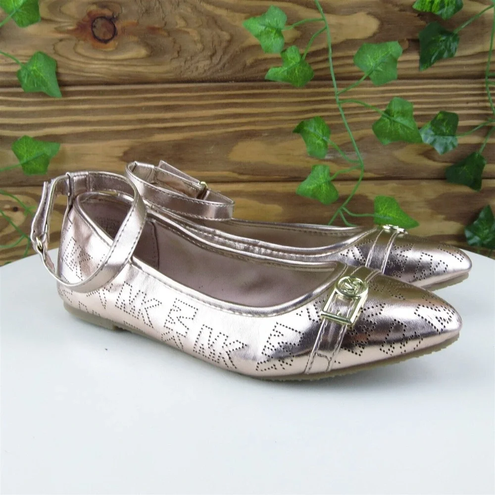 Michael Kors Sz 1 Shoes Girls‎ Youth Mary Jane Rose Gold Synthetic Buckle